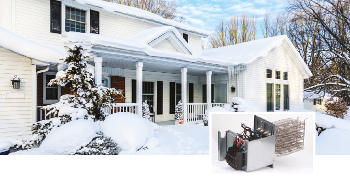 Maison en hiver avec de la neige.
