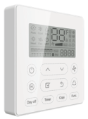 Moovair system control panel displaying temperature and settings.