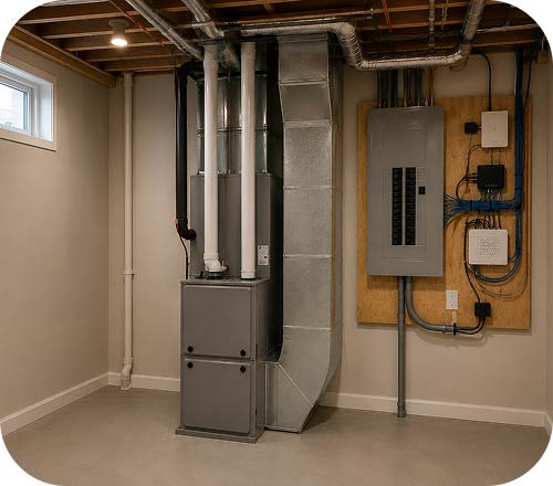 HVAC technician servicing a furnace